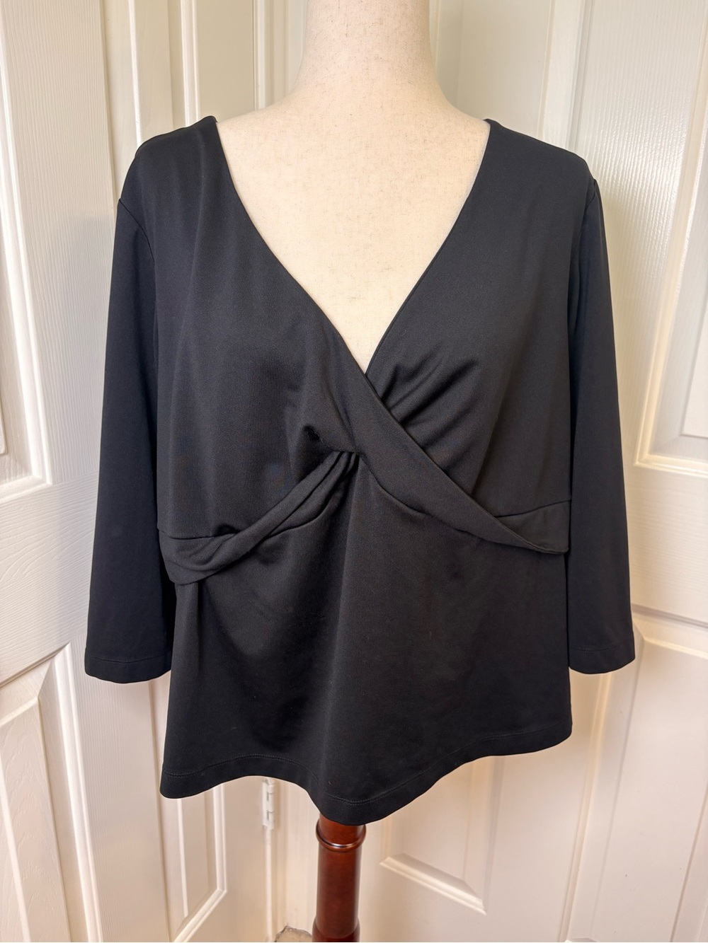 Lane Bryant Black Faux Wrap Blouse Work Office Career Top 18/20